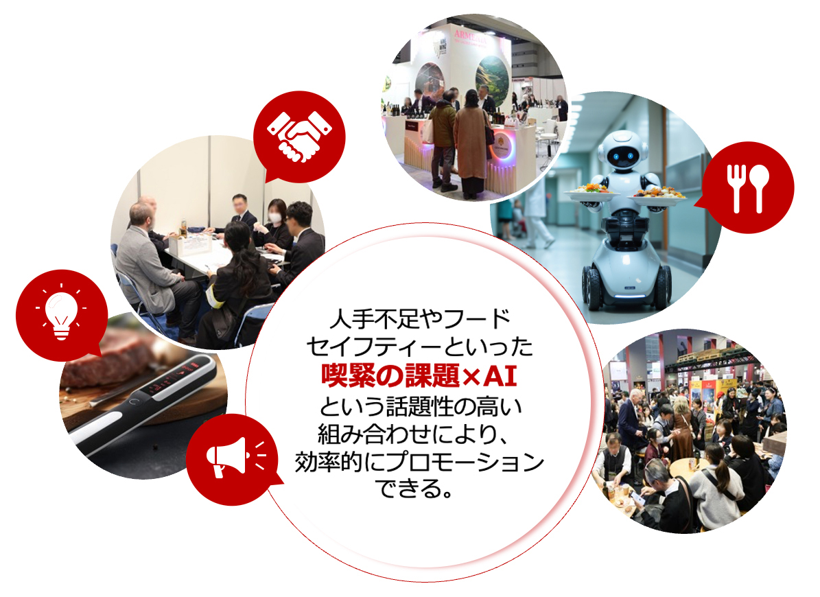 人手不足やフードセイフティーといった喫緊の課題×AIという話題性の高い組み合わせにより、効率的にプロモーションできる。