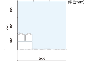 1ブース（2面開放タイプ）間取り図