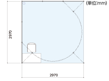 1ブース（2面開放タイプ）間取り図