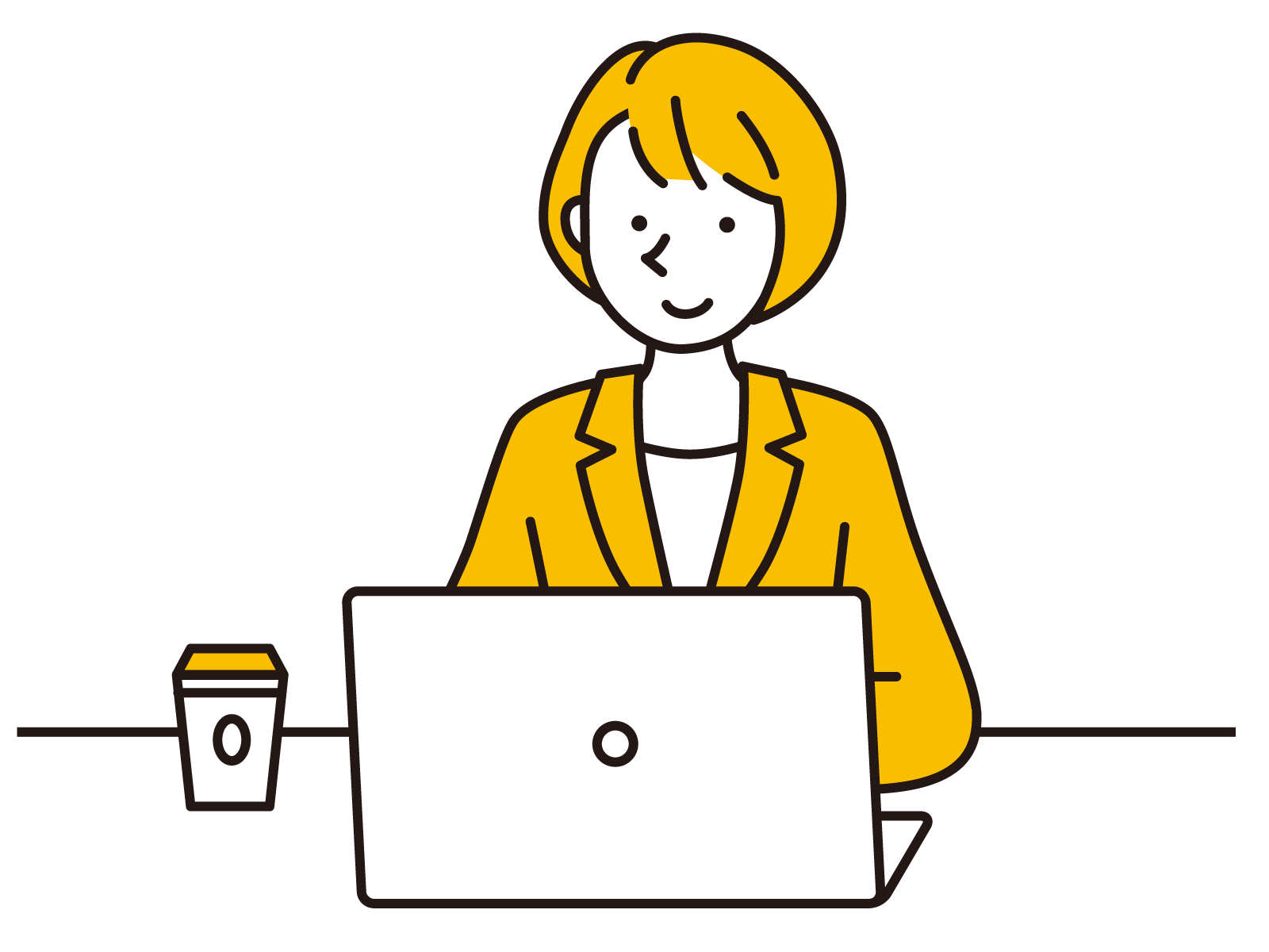 PCを操作する女性