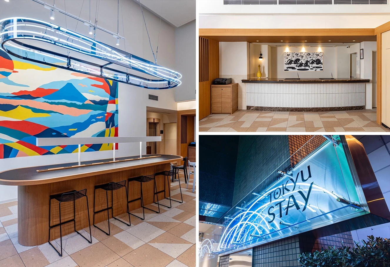 東急ステイ日本橋のホスピタリティ・アート事例。江戸の文化を現代的に解釈した内装デザイン。